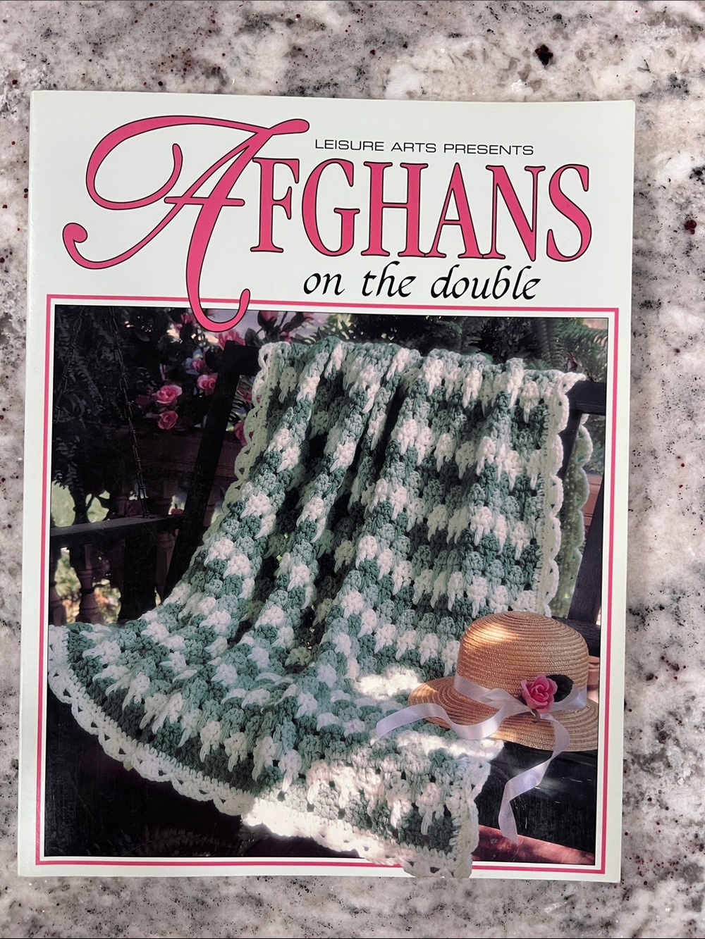 Green and White Crochet Afghan Throw